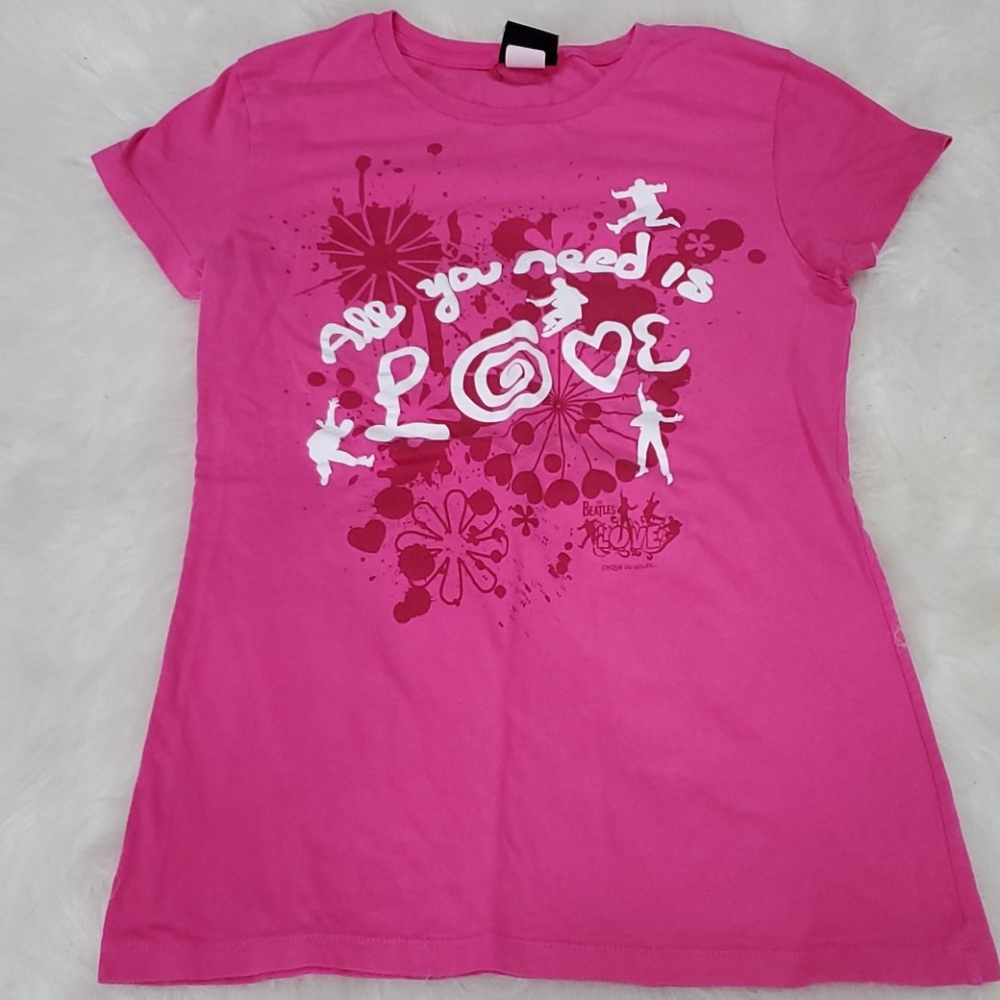 The Beatles All You Need is Love pink tee